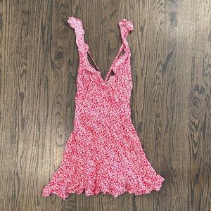 SHEIN Red Floral Ruffle Romper